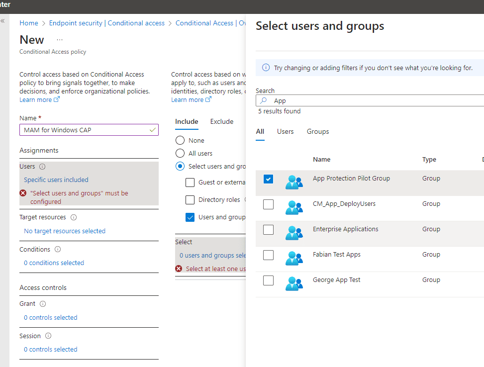 app protection pilot group