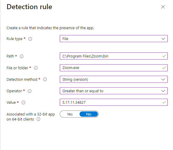 Update Apps in Intune with Dynamic Win32 - Rule created