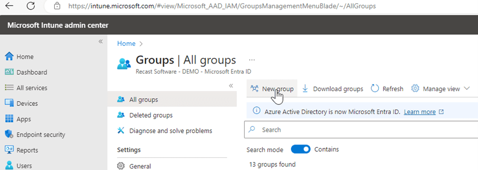 Intune Admin Center --> New Dynamic Group