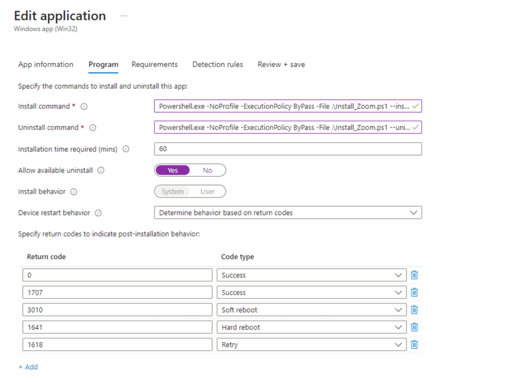 Update Apps in Intune with Dynamic Win32 - install and uninstall commands