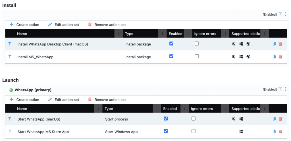 Application Management for Windows and macOS - Smart Icon 2 actions