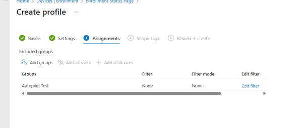 Windows Autopilot with Microsoft Intune - enrollment status page - assignments