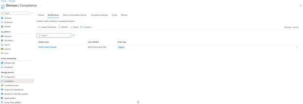 Device compliance in Intune notifications