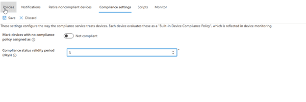 Compliance settings --> validity period