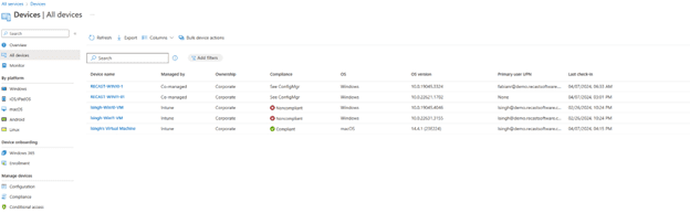 Compliance Baselines in Intune - report details