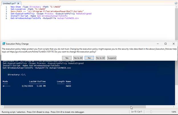 execution policy change - yes to all