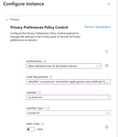 PPPC Profiles within Intune for MacOS - screen capture