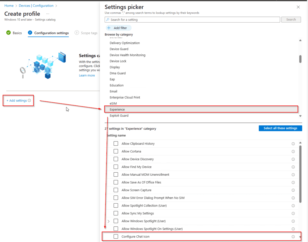 Remove Personal Teams Chat from Windows 11 Devices - Configure Chat Icon