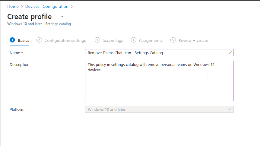 Remove Personal Teams Chat from Windows 11 Devices - name description