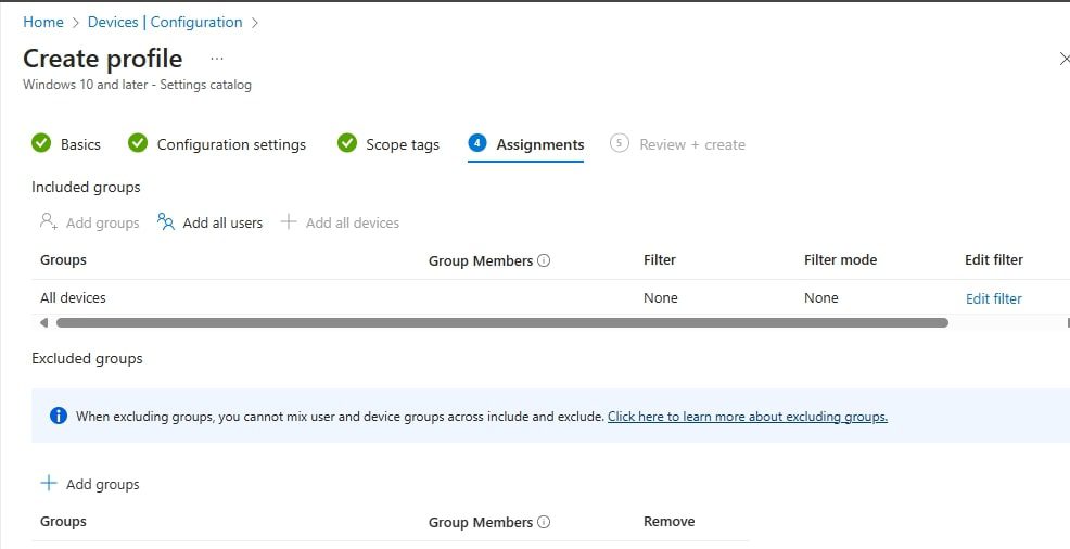 Enable Known Folder Move with Intune - define assignments
