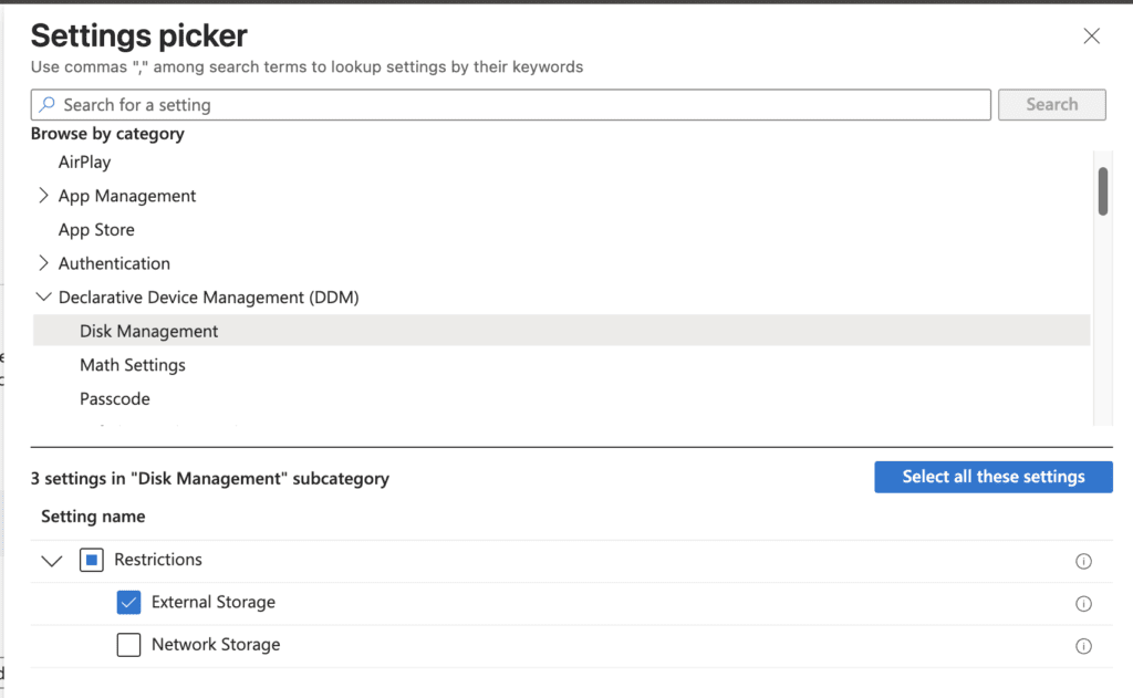 Settings Picker