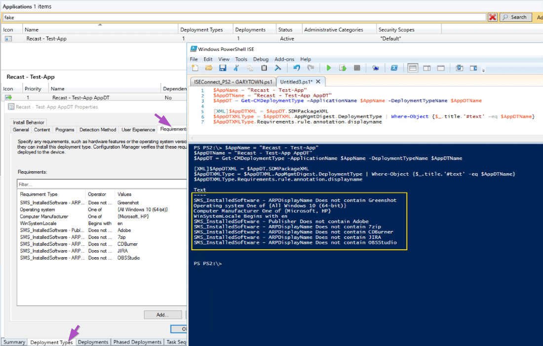 View ConfigMgr Application Deployment Requirements Using PowerShell