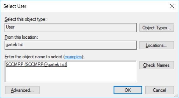 SCCM Reporting Services Point - Select User SCCM Reporting Services Point - Select User