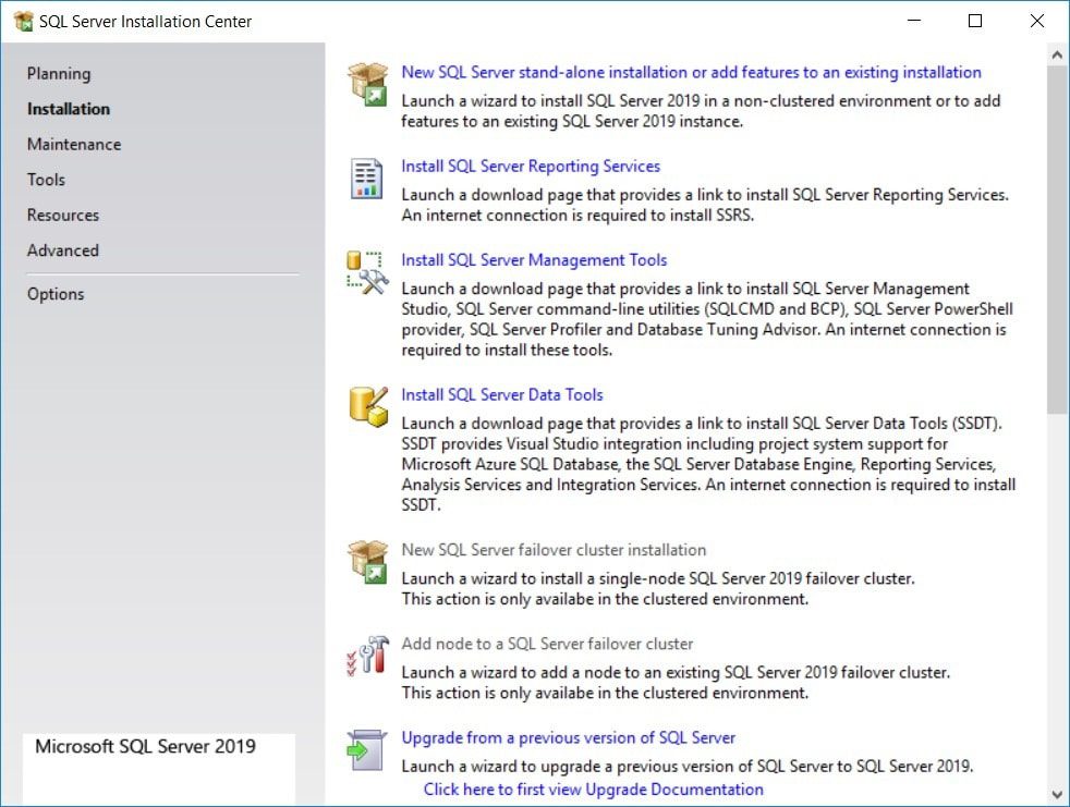 SQL Server 2019 - Installation Node SQL Server 2019 - Installation Node