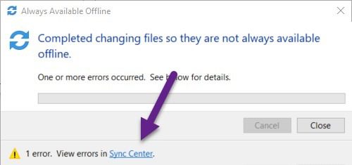 Windows 10 Offline Files - Sync Status - Link Windows 10 Offline Files - Sync Status - Link