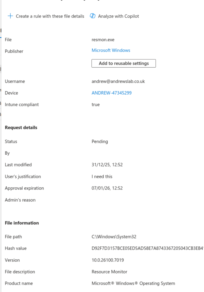 Endpoint Privilege Management - File details