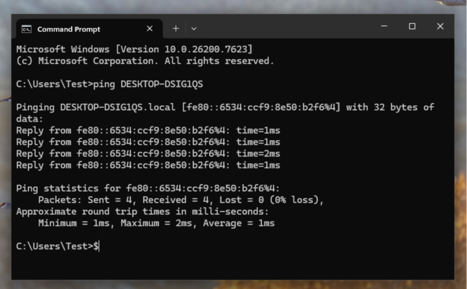 File Sharing for Entra-Joined Devices - Network Connectivity Test