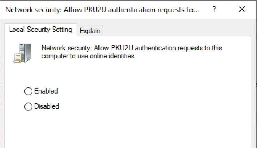 Understanding PKU2U - Network Security Setting