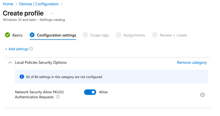 Understanding PKU2U - Profile Configuration Settings