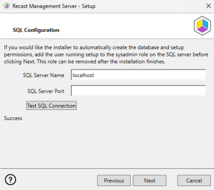 Installing Recast Management Server - SQL Configuration