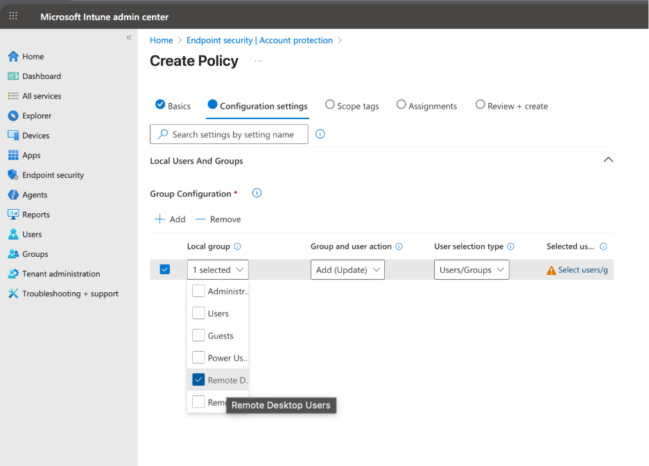 RDP Entra-Joined Devices - Remote Desktop Users Policy
