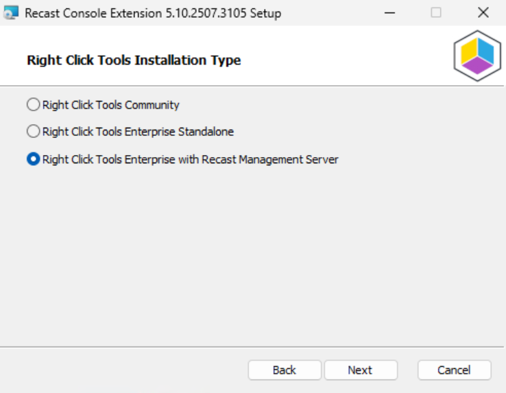 Installing Recast Management Server - Install Type