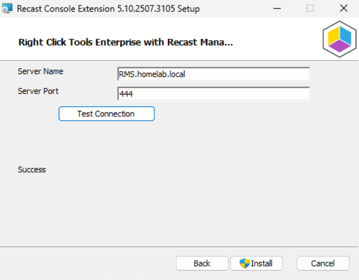 Installing Recast Management Server - RMS Test Connection