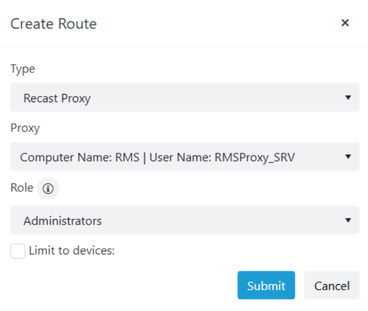 Recast Management Server Configuration - Route Creation