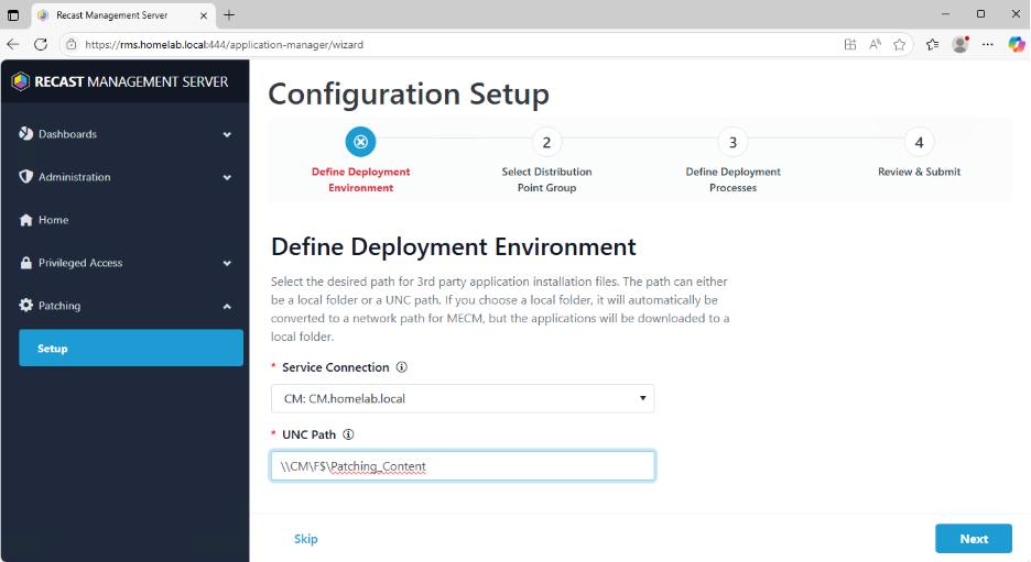 Configuring Right Click Tools Patching - Service Connection Configuration