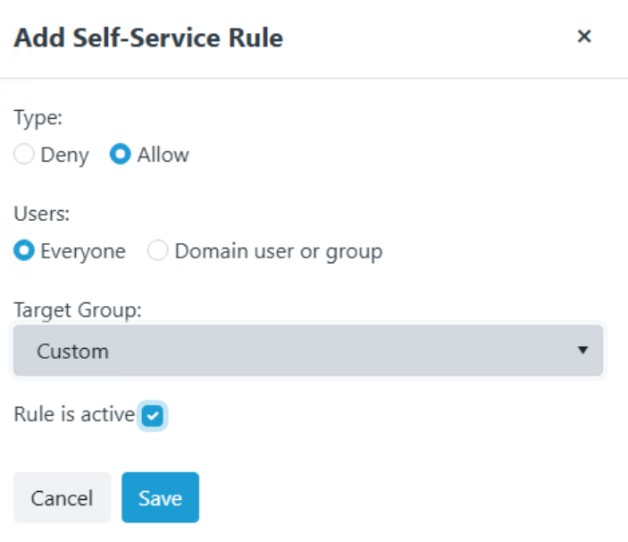 Privileged Access - Self-Service Rule Configuration