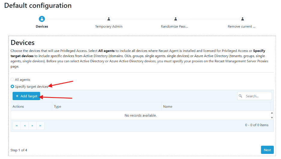 Privileged Access - Target Device Configuration
