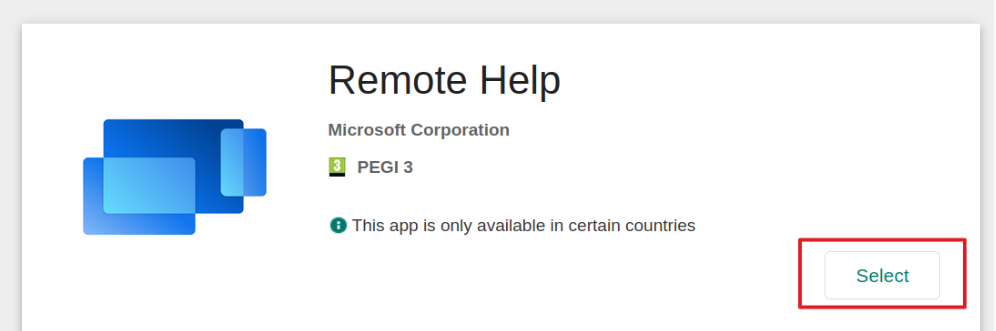 Set Up Remote Help - Selecting App
