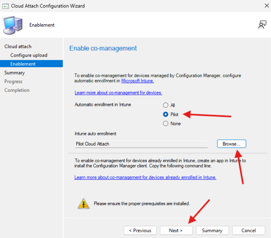 Cloud Attach - Enable Co-management Settings