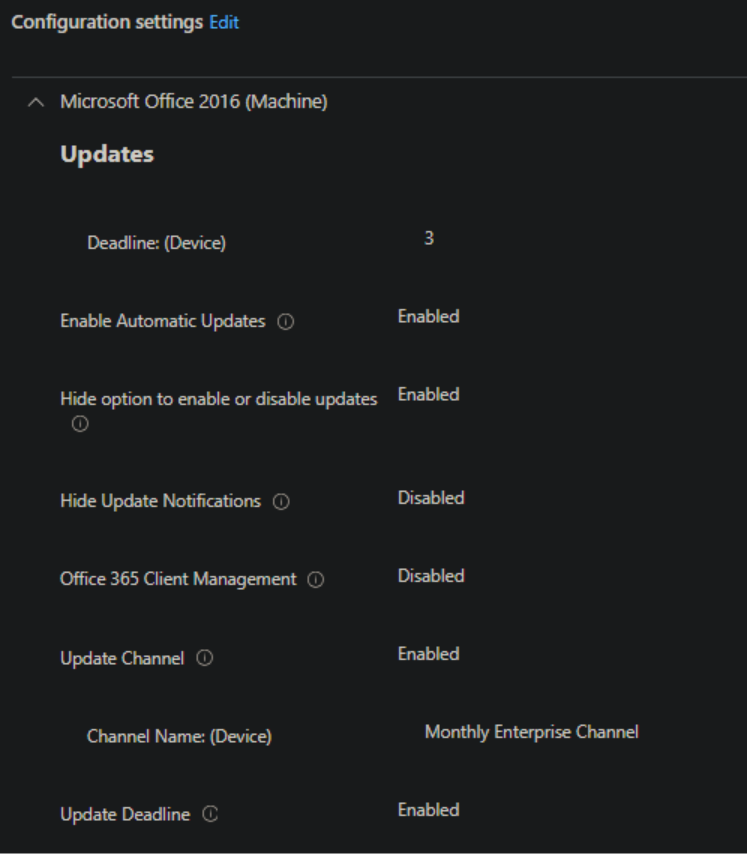 Migrate Microsoft 365 Apps from SCCM to Intune - Configuration Settings 1