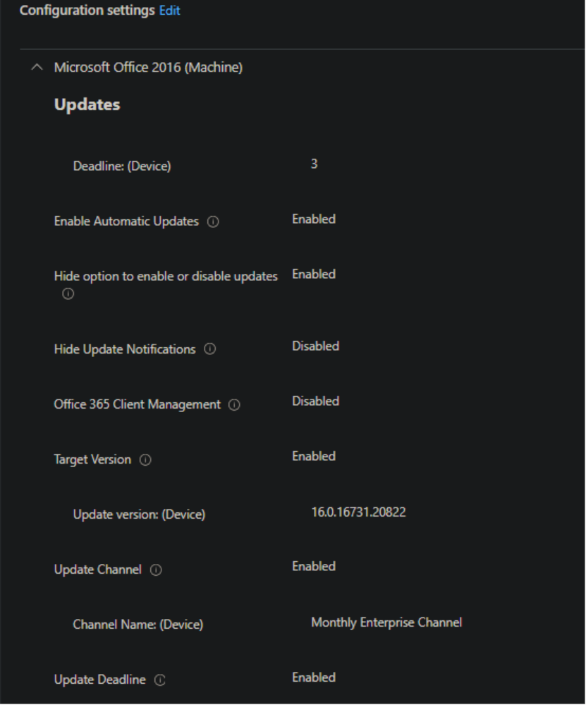 Migrate Microsoft 365 Apps from SCCM to Intune - Configuration Settings 2